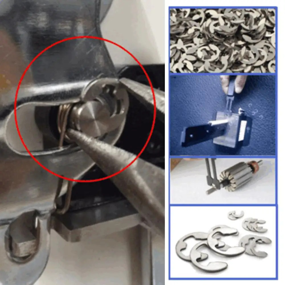 Open Retainer Type E Circlip 120Pcs 304 Stainless Steel E Clip Washer M1.5-M10 C