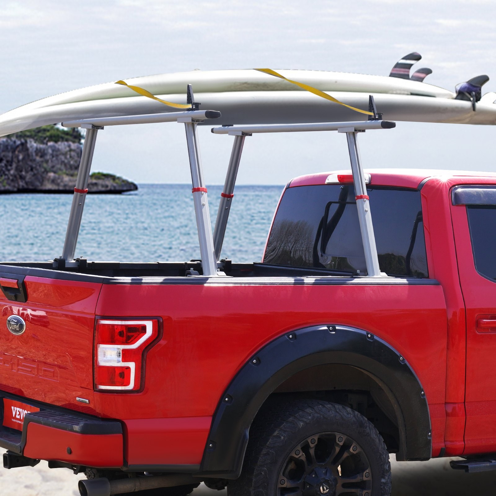 Truck Rack,800 lbs Capacity,19-34in Adjustable Height,Aluminum Ladder Rack for T