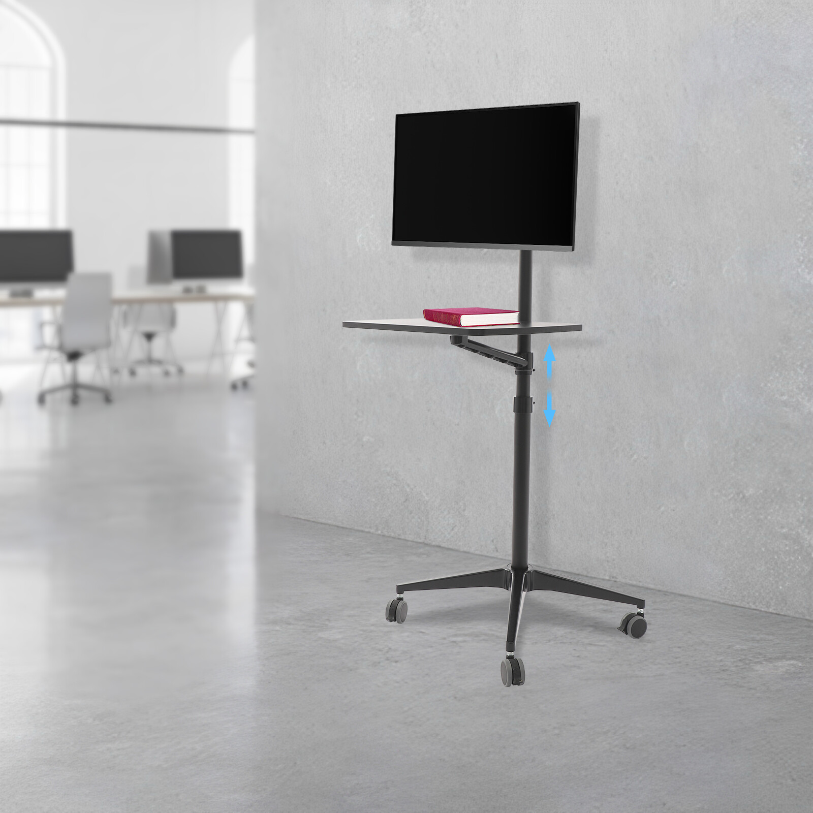 Portable Rolling Laptop Floor Standing Table Mobile Workstation Adjustable Hight