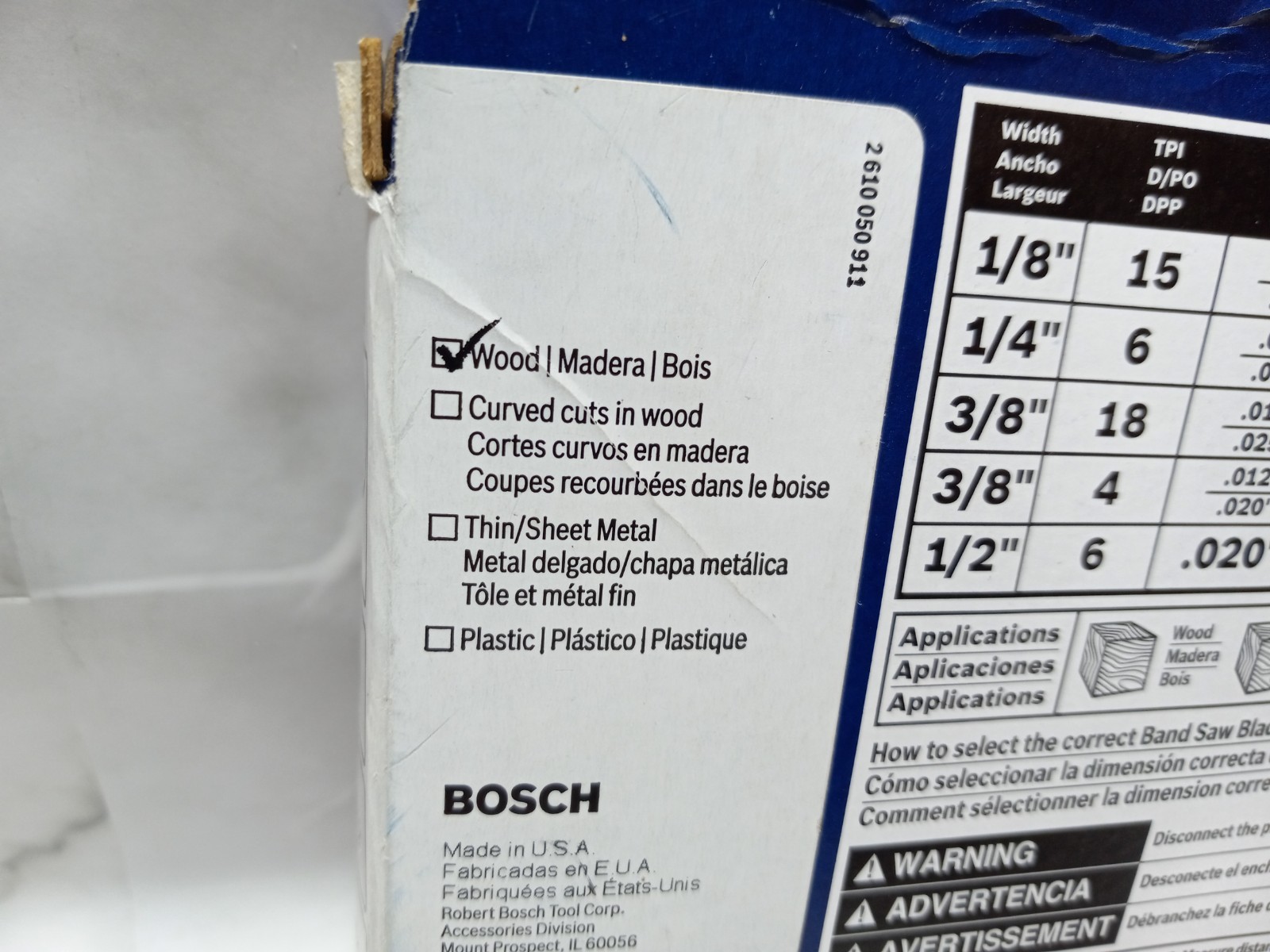 Bosch BS62-6WD Stationary Band Saw Blade 62″ 6 TPI 1/4″ By .012″ New in Box