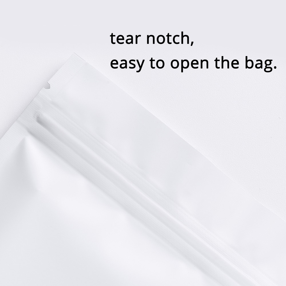 Mixed Sizes Flat White Metallic Mylar Reusable Zip Pouch Lightweight for Flower