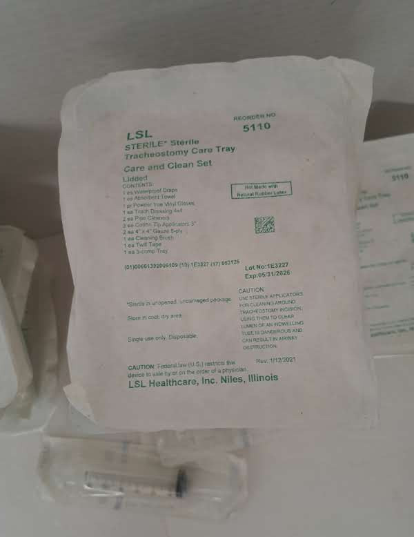 Sterile Tracheostomy Care Tray Care & Clean Set sealed set of 14& 2 Syringes