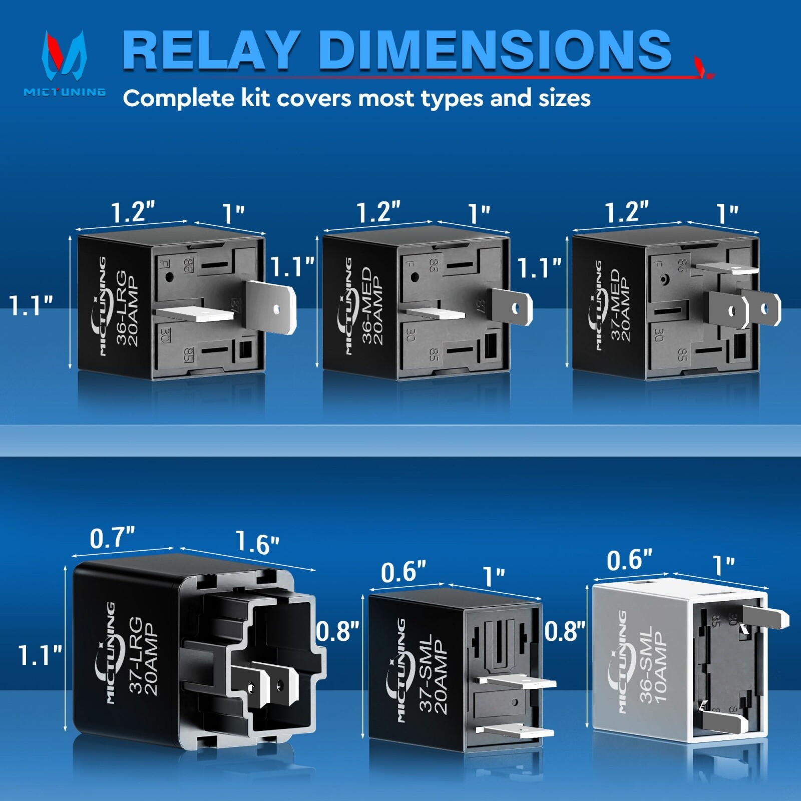 9038 Relay Bypass Switch, Relay Tester, Relay Bypass Switch Kit, 6-Pack, Black