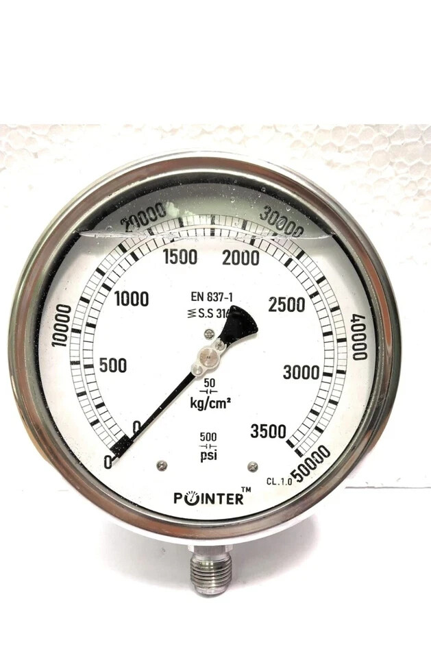 High Pressure Gauge Dual Scale Pointer 0-50000 PSI /0-3500 BAR 6″150MM Dial