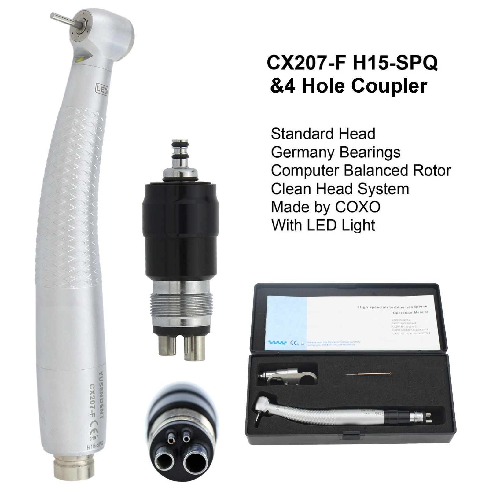 COXO Dental E Generator LED Handpiece High Speed Self Power Turbine 2/4 Hole NSK