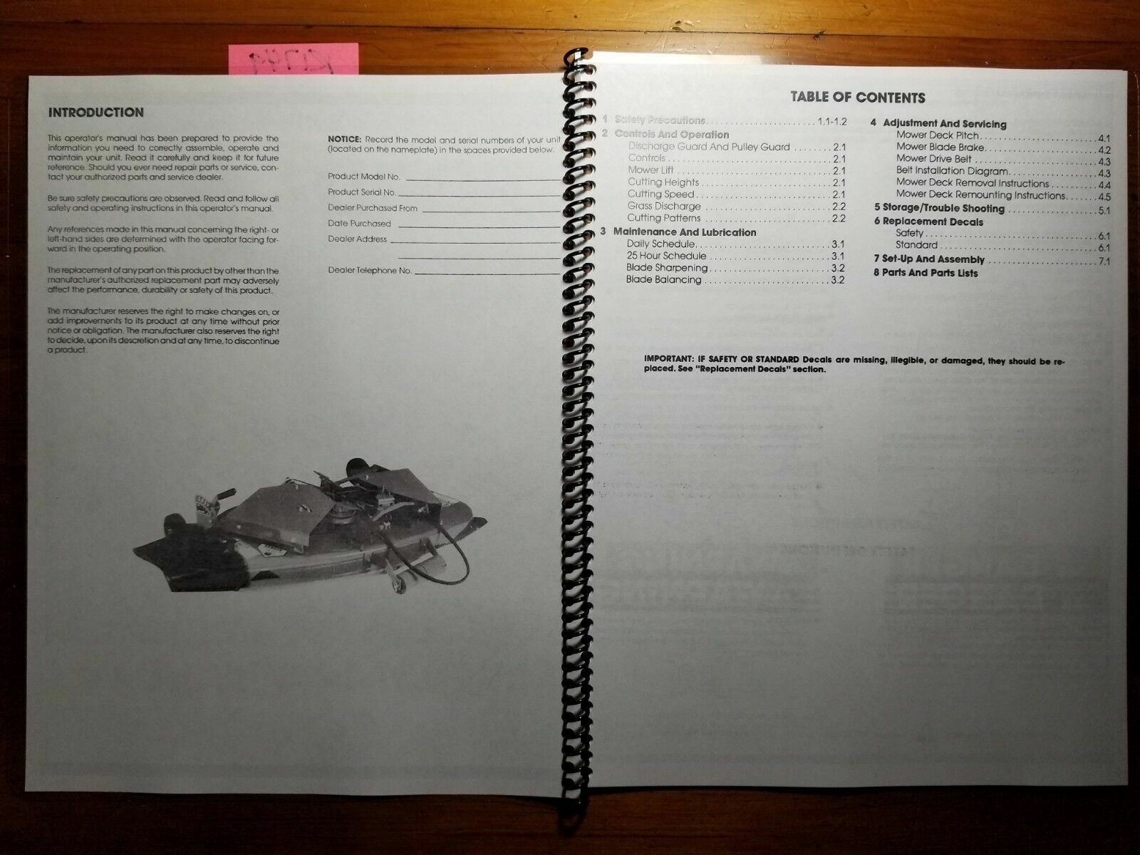 Ford 38″ Side Discharge Rotary Mower 09GN3697 1986-87 Operator Manual SE4489A
