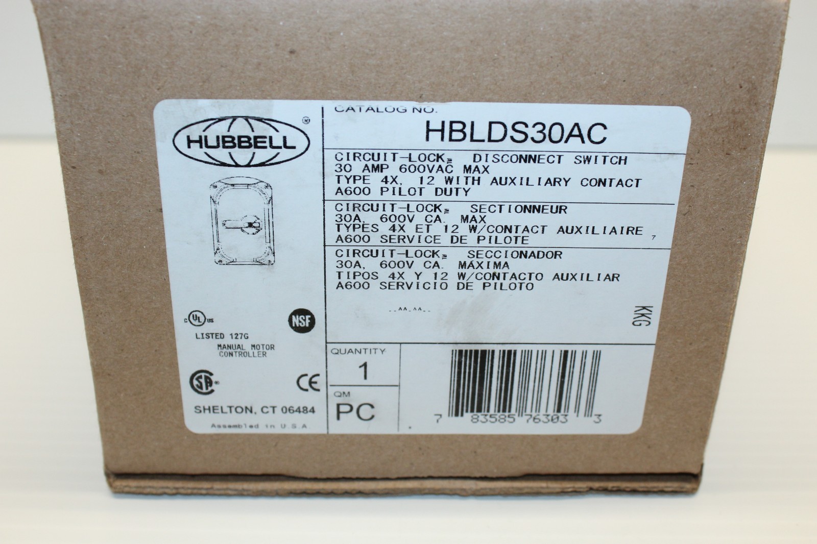 Hubbell Wiring Device-Kellems Hblds30ac Disconnect Switch, Nonfusible, 3Pst,
