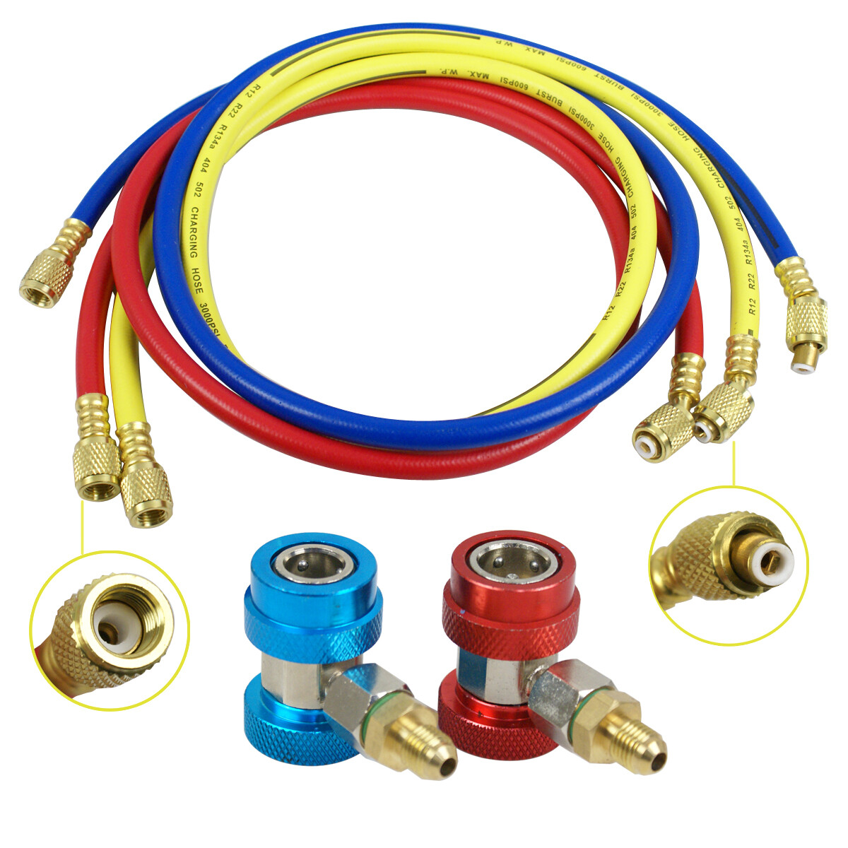 Air Refrigeration Kit HVAC A/C R134A R410A R22 AC Manifold Gauge Set Brass
