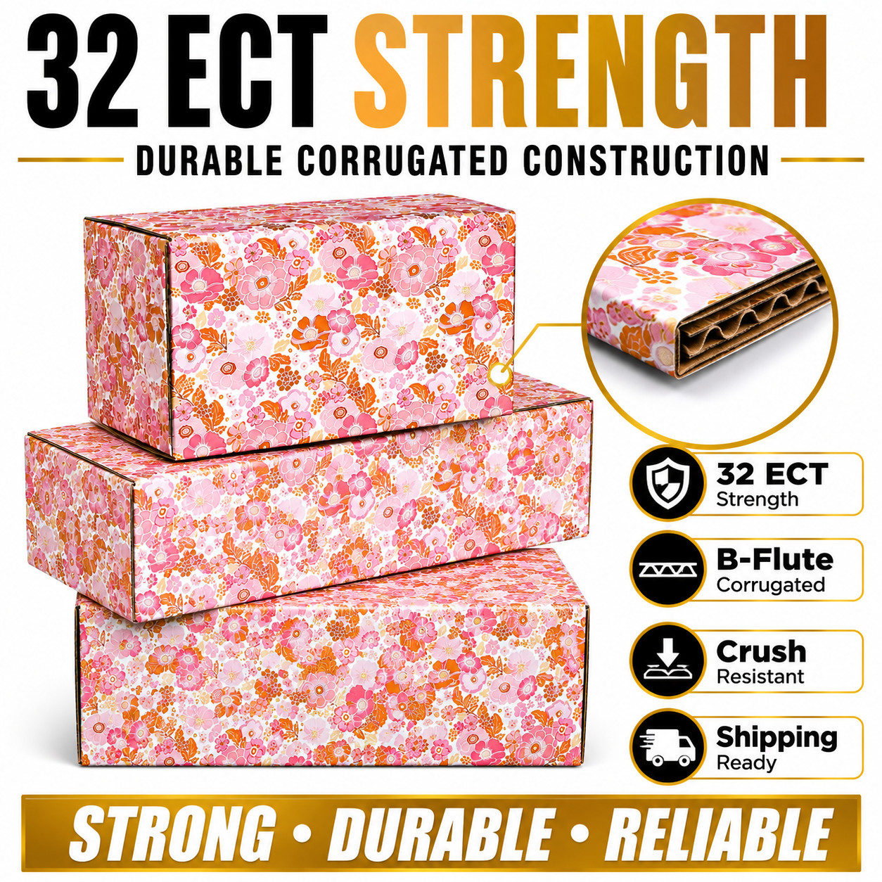 8x4x4 Fall Floral Shipping Boxes Designer Gift Mailer Packaging 32 ECT