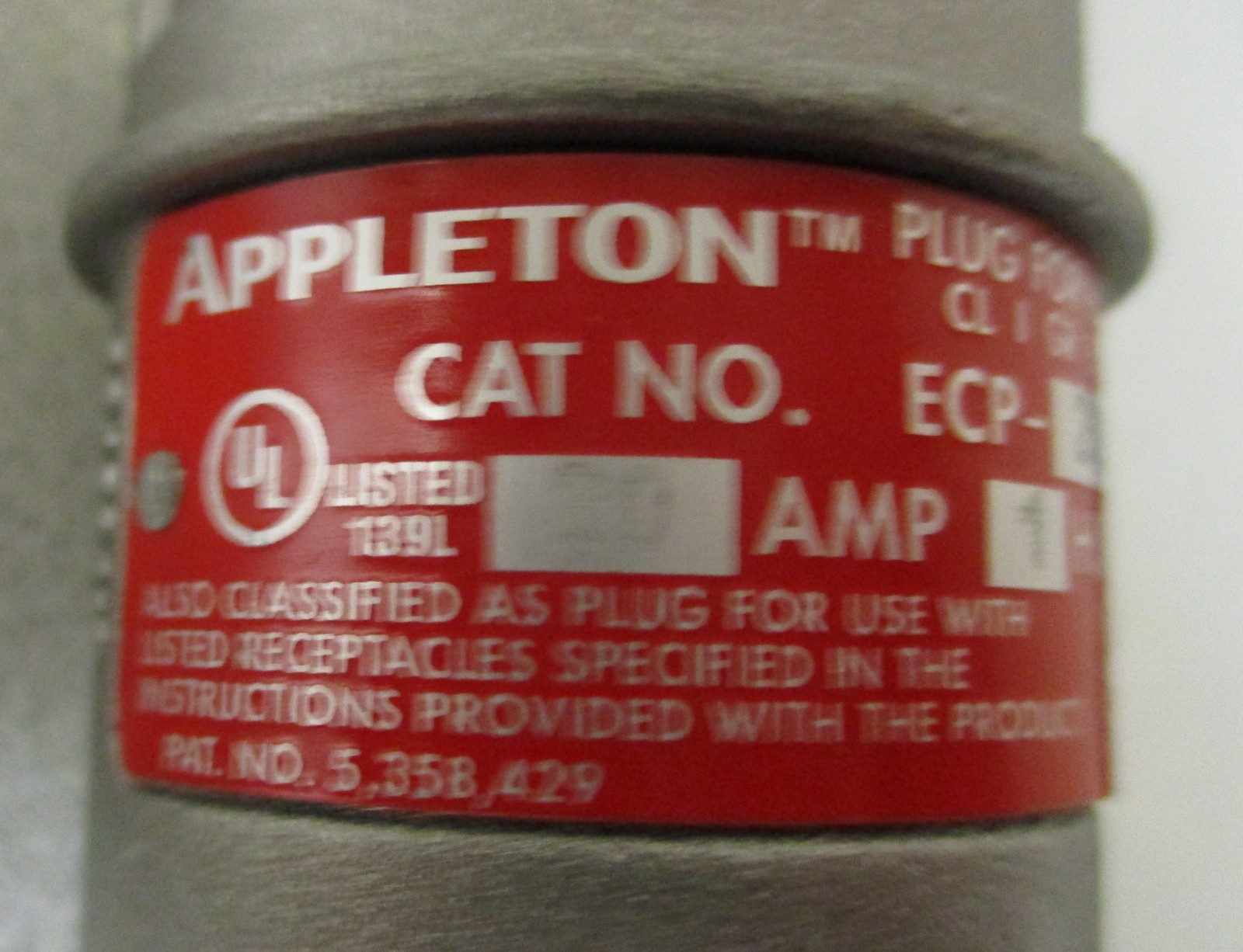 Appleton ECP-2023 Explosion Proof Electrical Plug Aluminum 20A 125VAC Watertight