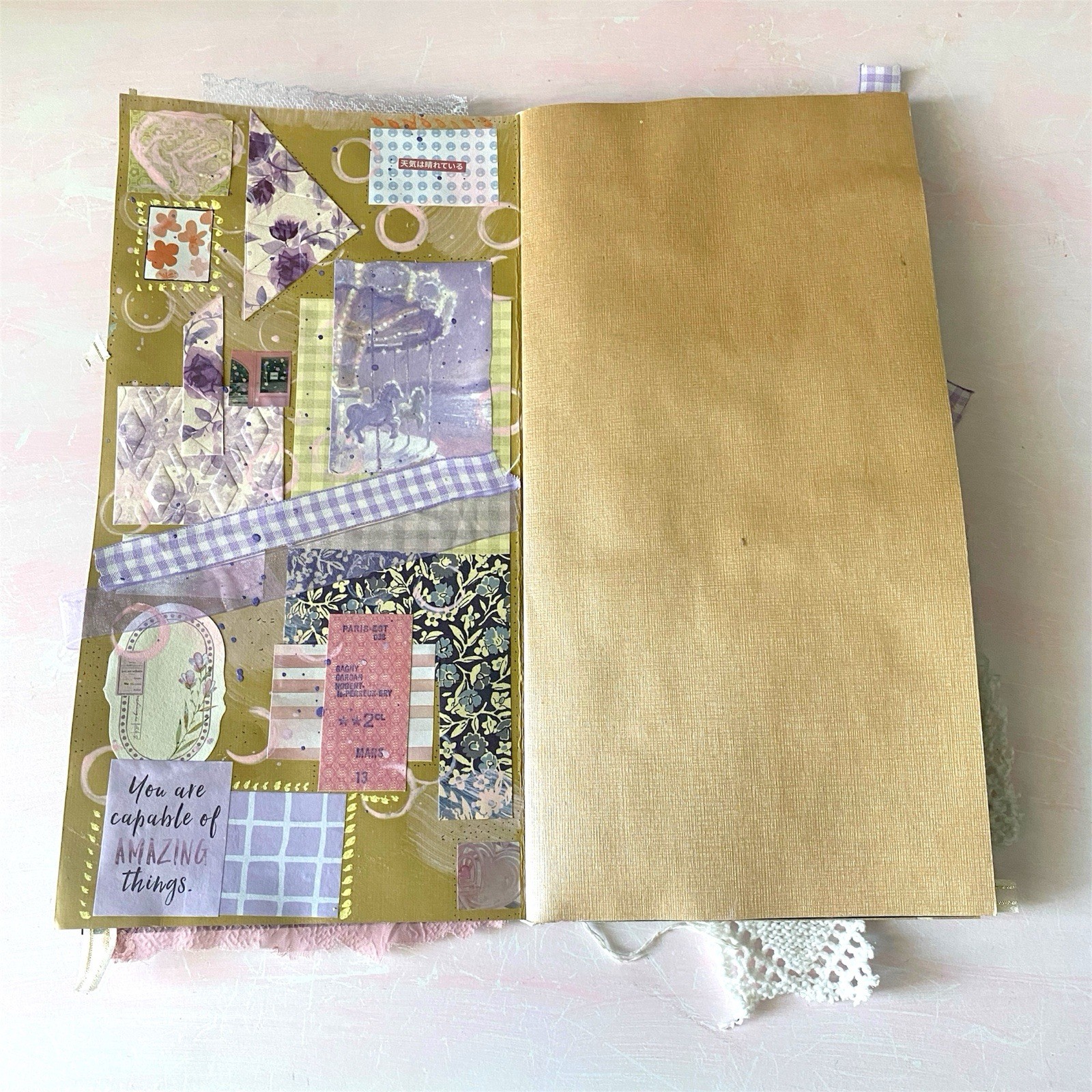 Handmade Art Junk Journal Mixed Media Collage Book Abstract Cardstock 12×6”
