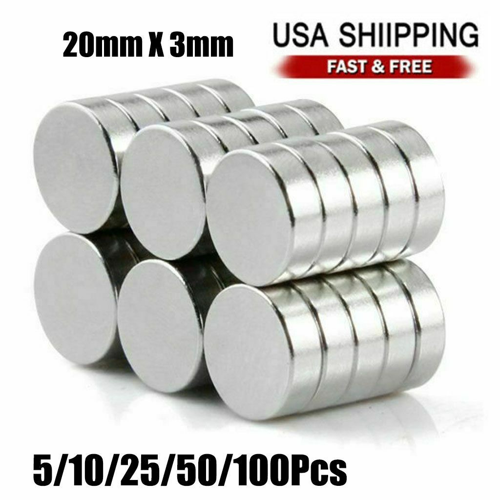 N50 Super Strong Round Disc Fridge Magnets Neodymium Small Rare Earth 20mm x 3mm