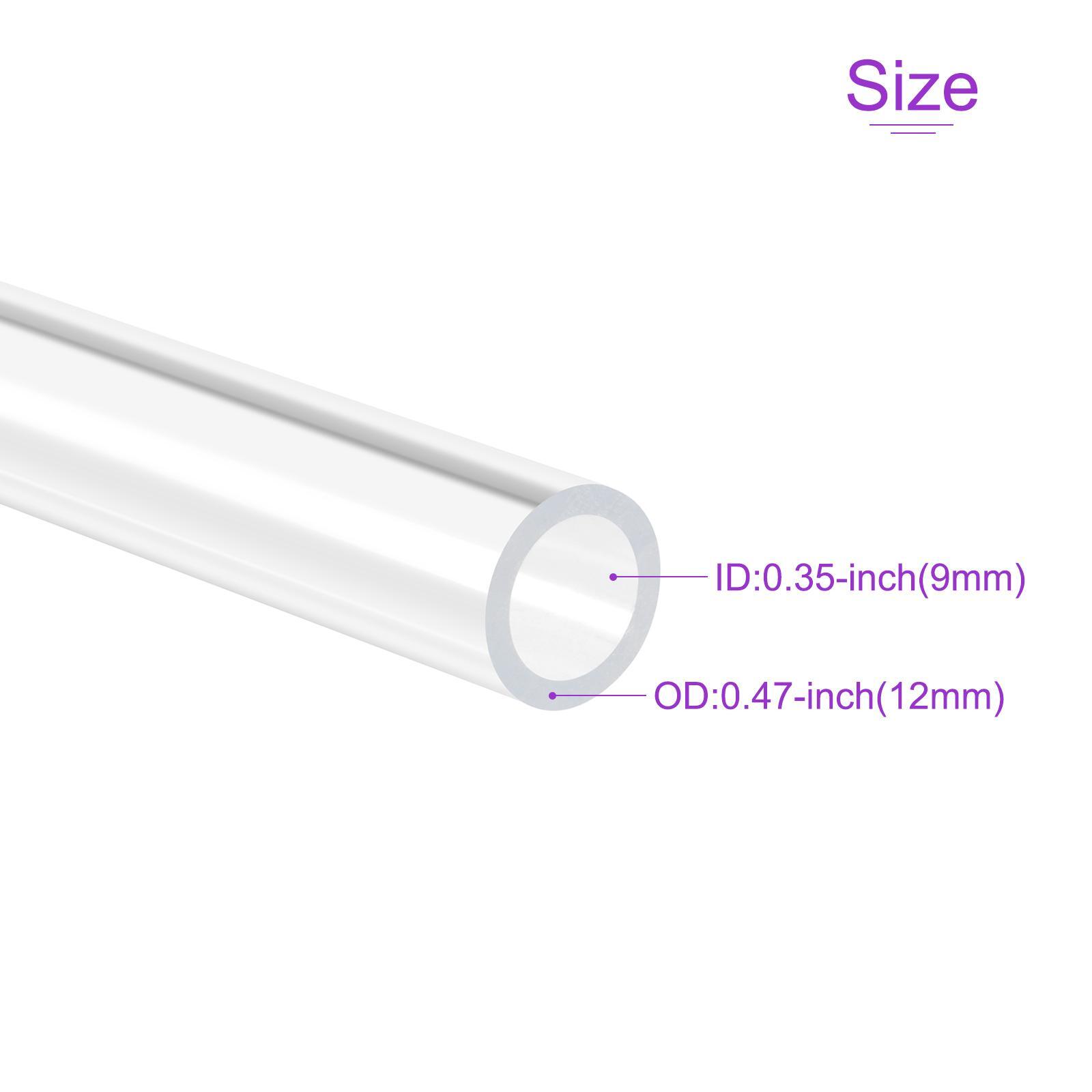 Clear Acrylic Pipe Rigid Plastic Tubing 9mm x 12mm 12″ for Aquarium Water Pipe