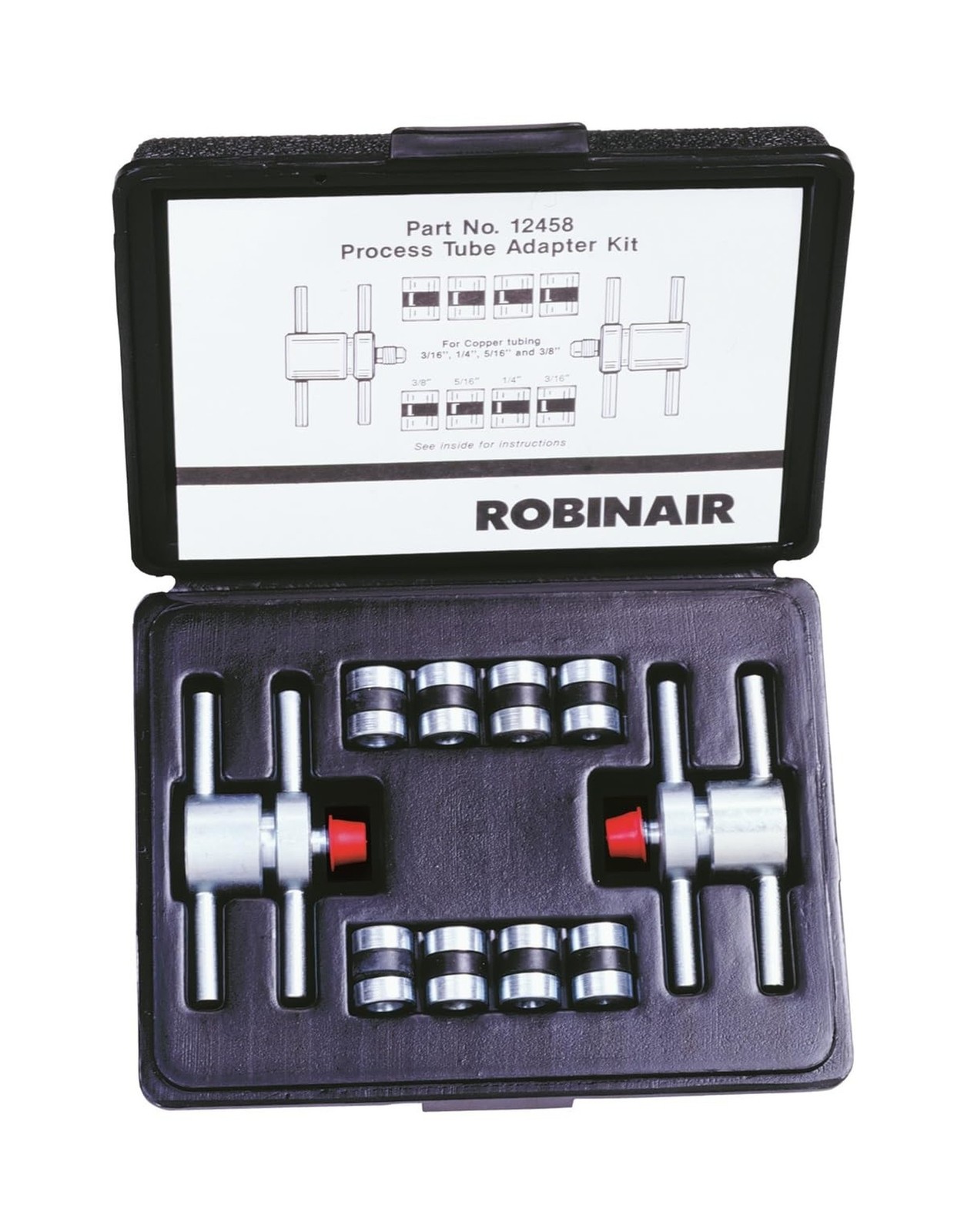 Robinair 12458 Process Tube Adapter Kit for 3/16″, 1/4″, 5/16″, 3/8″ Copper T…