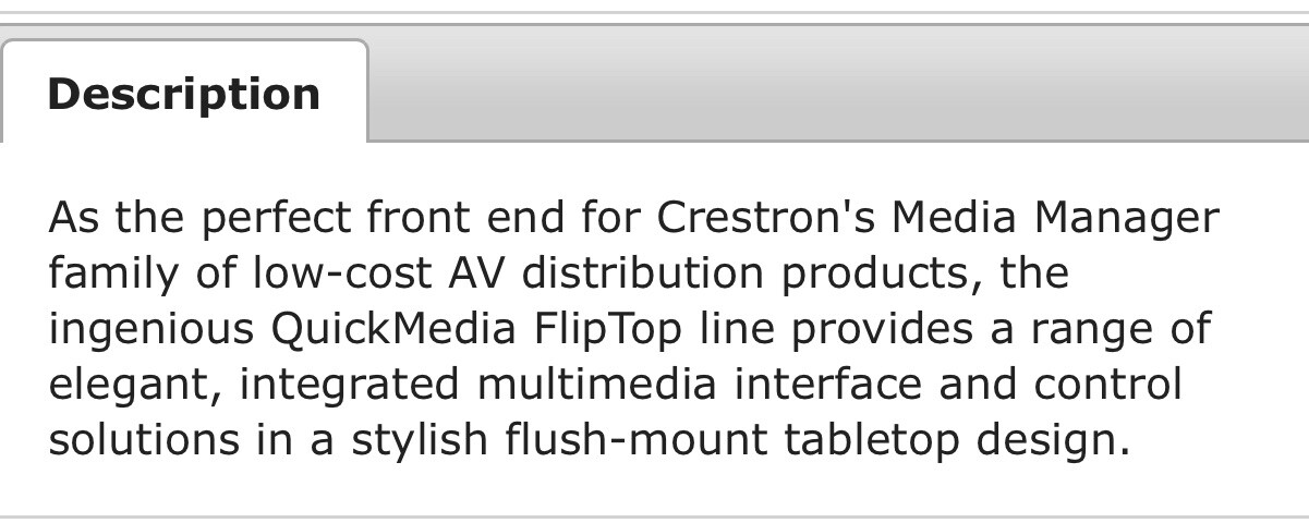 Crestron QuickMedia Flip Top Media Center QM-FTMC-NB-B