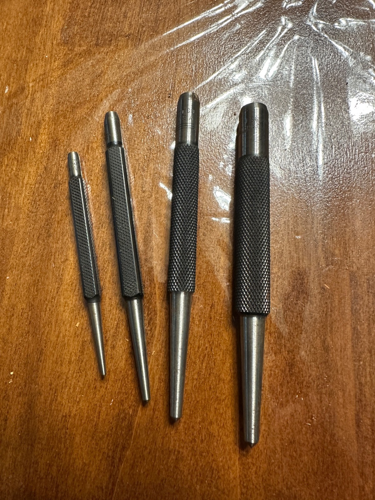STARRETT 4 PIECE CENTER PUNCH SET- 1/16, 3/32, 9/64, 5/32