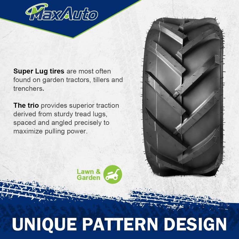 Heavy Duty Super Lug Garden Tractor Tires Tubeless Set of 2 ATVs & Mowers New