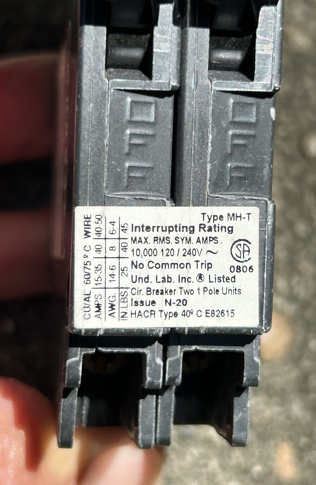 Murray MP1520 Twin Tandem 120V Single-Pole Circuit Breaker 15A 20A Never Used