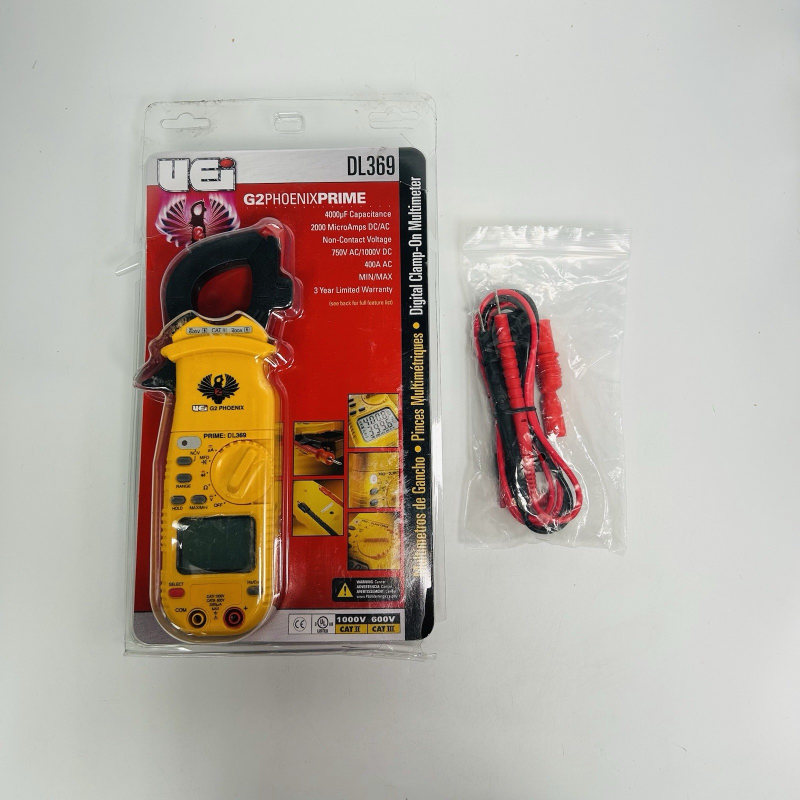 UEi DL369 Digital Clamp-on Meter HVAC Auto Measures AC Current AC/DC *NEW*