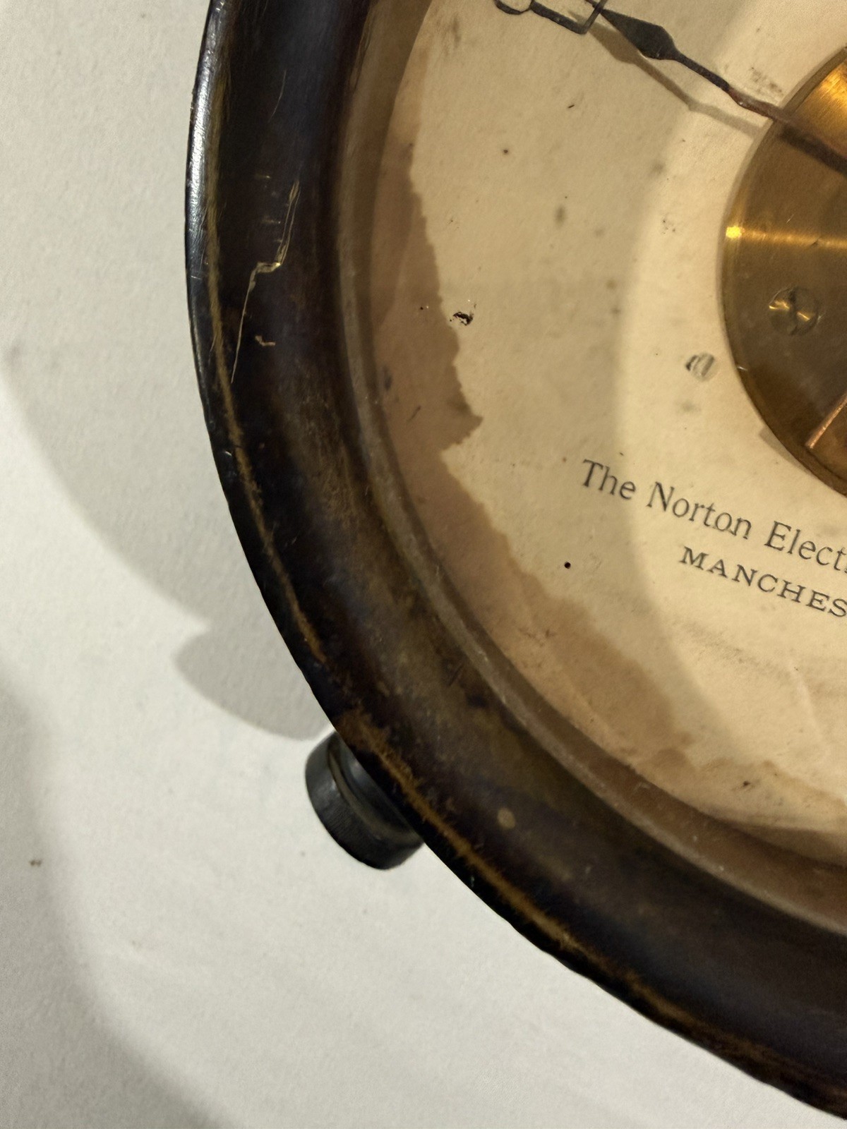 Antique Norton Ammeter No. 1615 – Brass Industrial Electrical Gauge CT