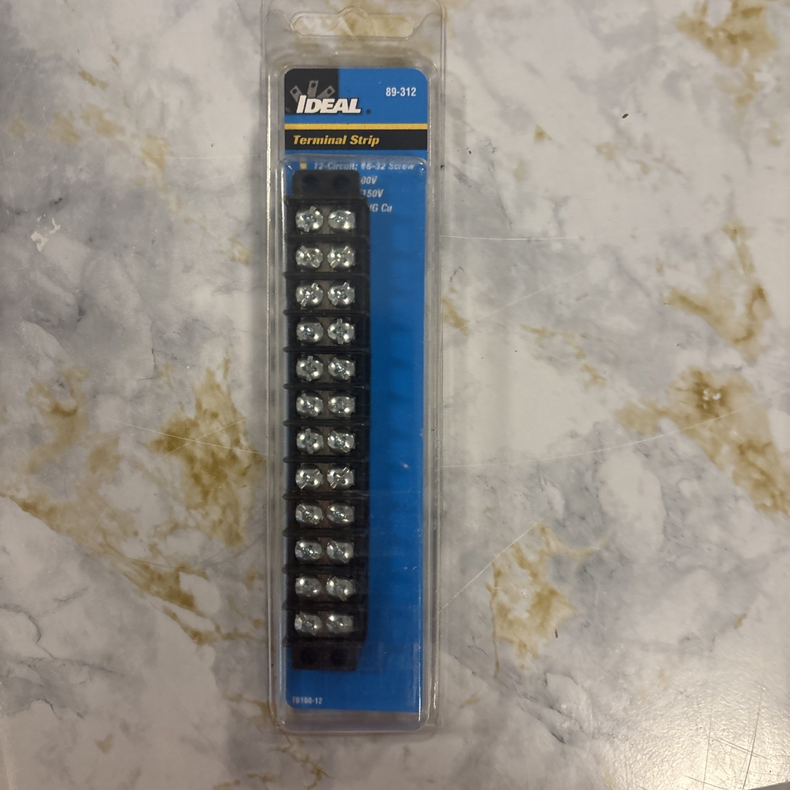 Ideal 89-312 Terminal Strip, 12-Pole, 22-14 AWG