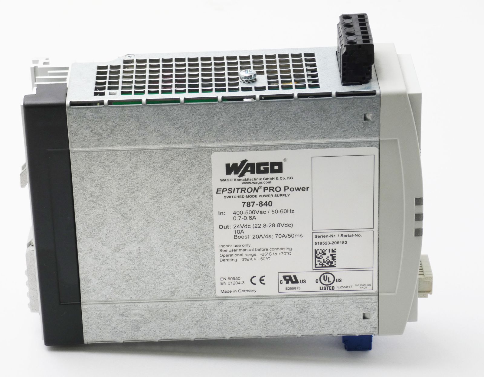 WAGO Epsitron Pro Power 787-840 24VDC 10A Power Supply -used-