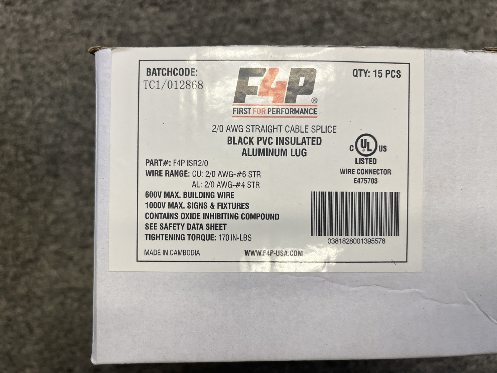 15 In-line Entry Insulated Wire Connector F4P ISR2/0 New box of 15. ISR