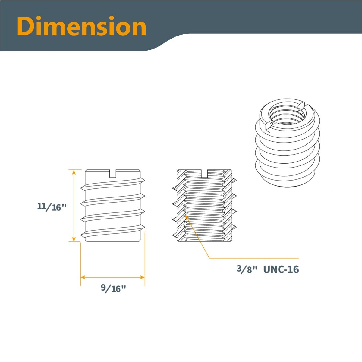 50 Pcs 3/8”-16 Threaded Inserts for Wood | Nut, Screw Inserts, Suitable Hardwood