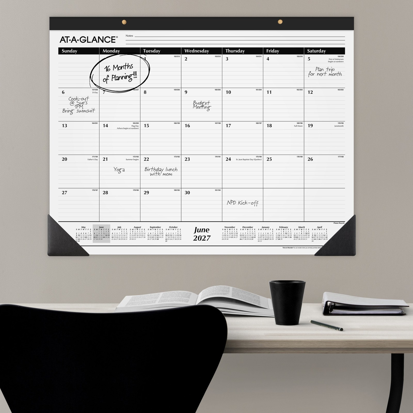 2026-2027 Large Size Academic Monthly Desk Pad Calendar 21.75″ x 17″ Paper