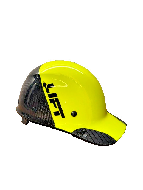 LIFT SAFETY-CAP STYLE-CARBON FIBER-50/50 HI-VIZ YELLOW & BLACK-ANSI CLASS C