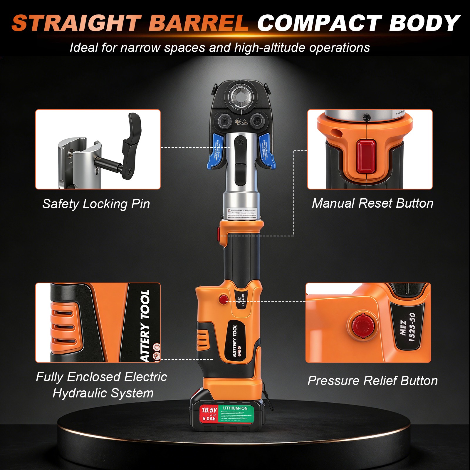 Copper Pro Press Tool Pipe Crimping Kit Press Tool Battery Kit 1/2″ 3/4″ 1″ Jaw