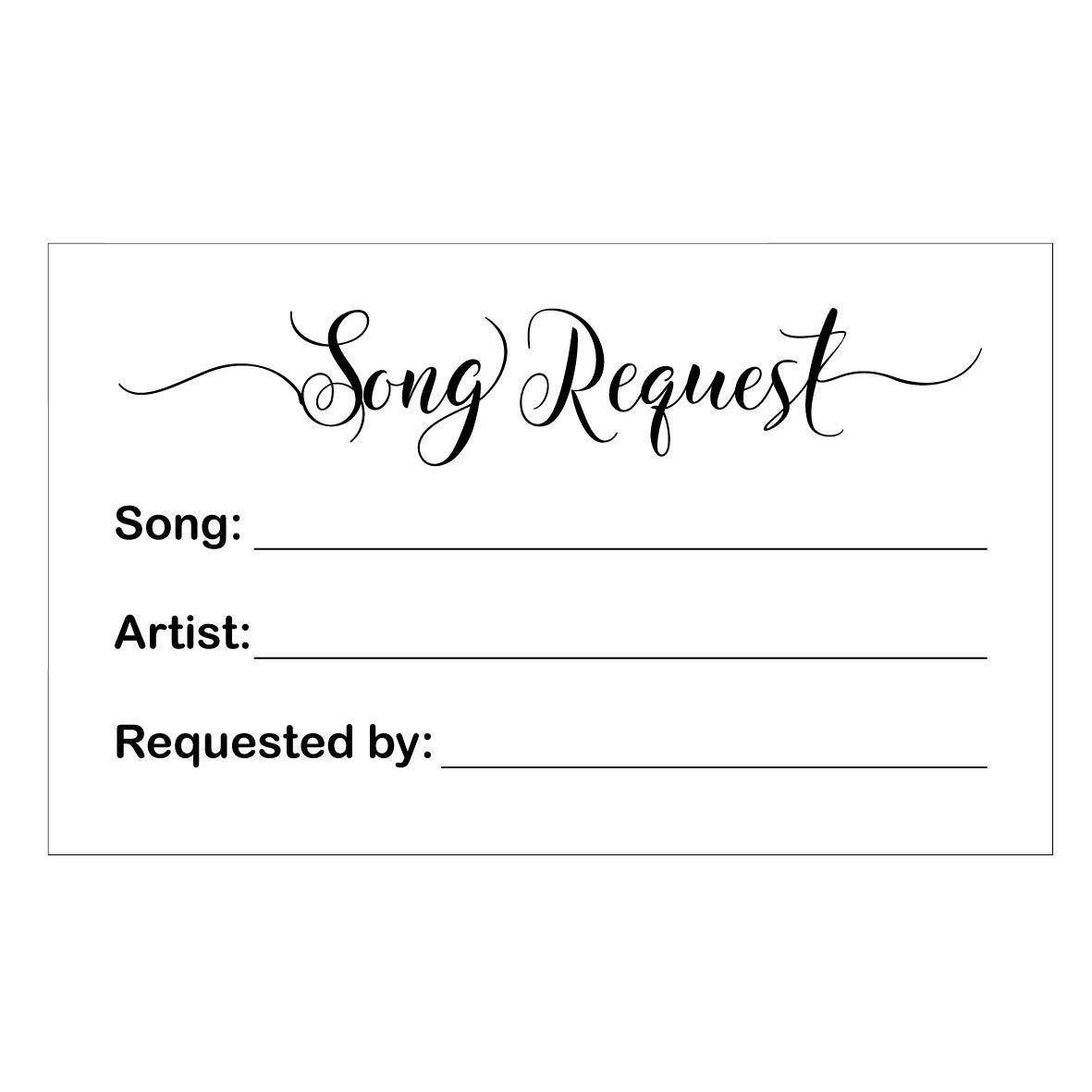 100 Song Request Cards Play Song at Wedding Reception Prom Dance Party Band D…