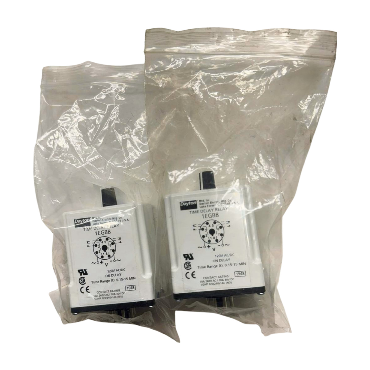 Dayton 1EGB8 Time Delay Relay, 10A, 120VAC/DC, 0.15-15min **Free Shipping**