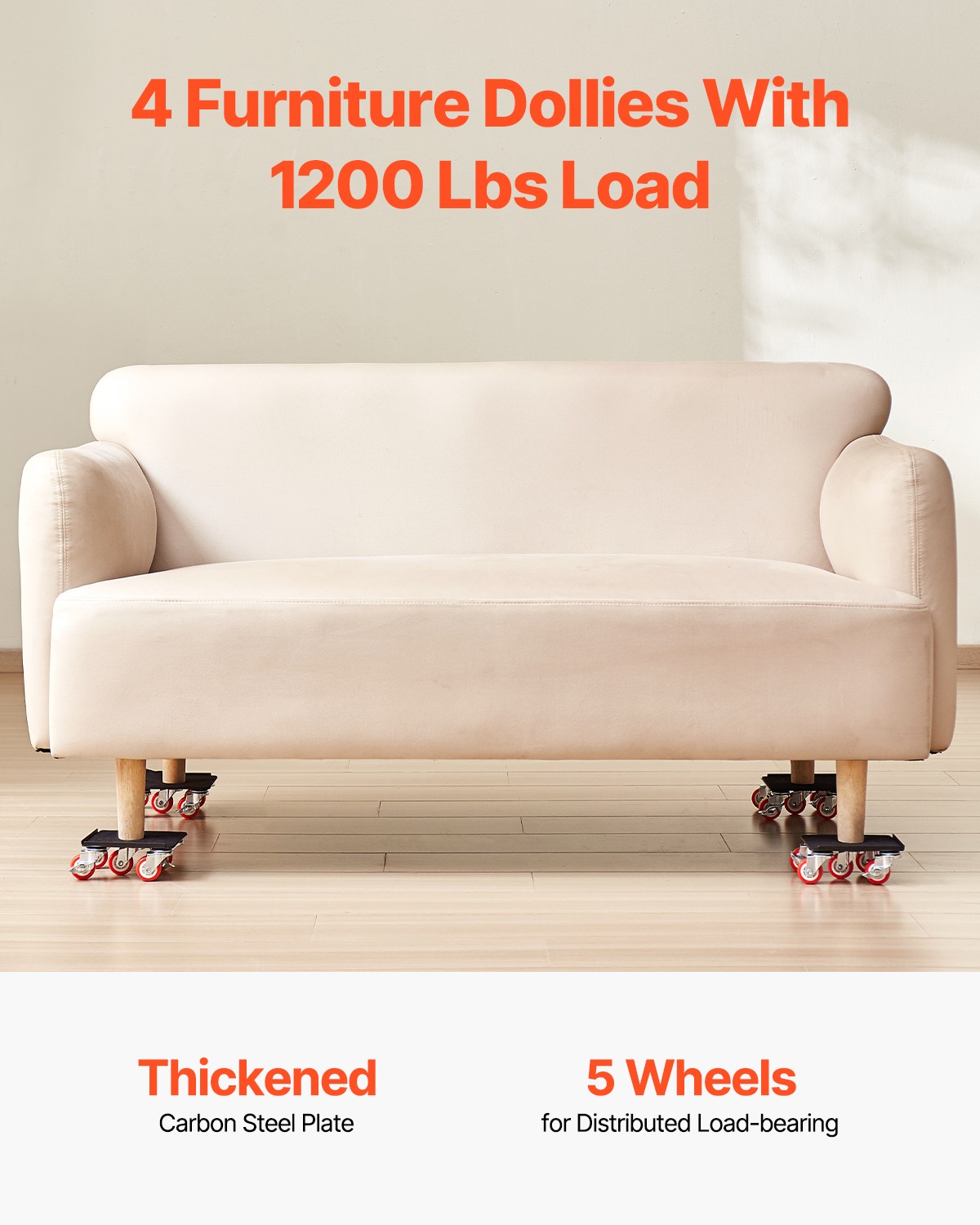 VEVOR Furniture Dolly Heavy Duty Furniture Mover with 5 Wheels 1200 lbs Capacity