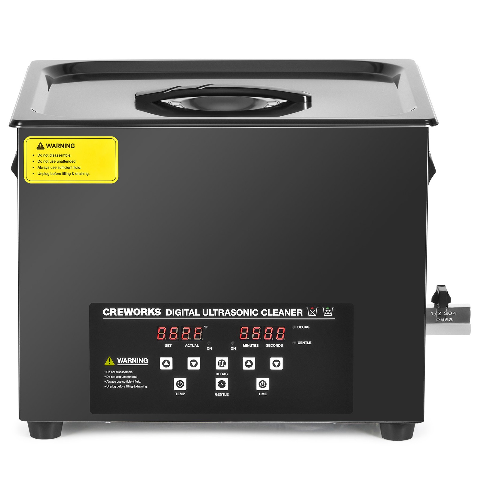CREWORKS 15L Digital Ultrasonic Cleaner with Degas & Gentle Mode 600W Heater