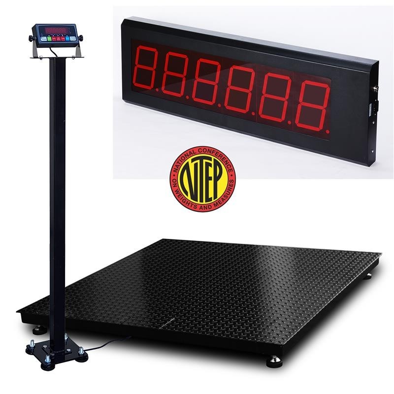BizAutom 5000Lb NTEP 48×48 Floor Scale w/ Indicator Stand & 5-inch score board