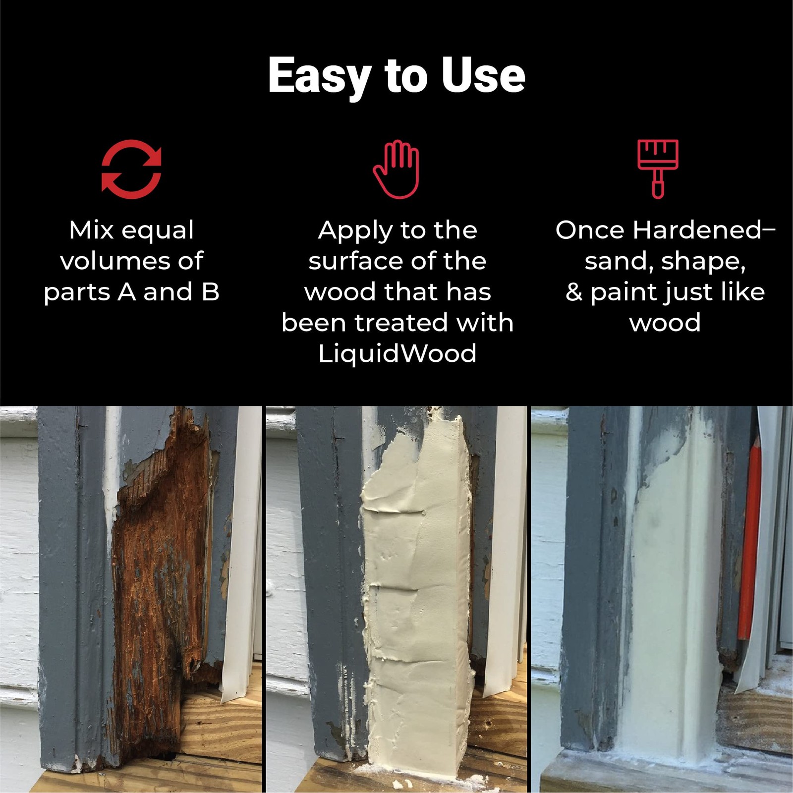 Abatron WoodEpox Epoxy Wood Replacement Compound, 12 oz Kit, Part A & B