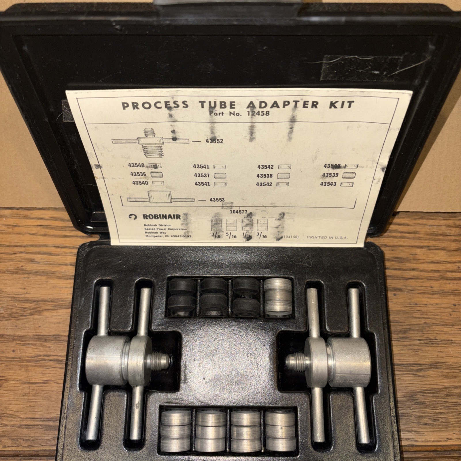Robinair Process Tube Adapter Kit 12458 Missing Pieces