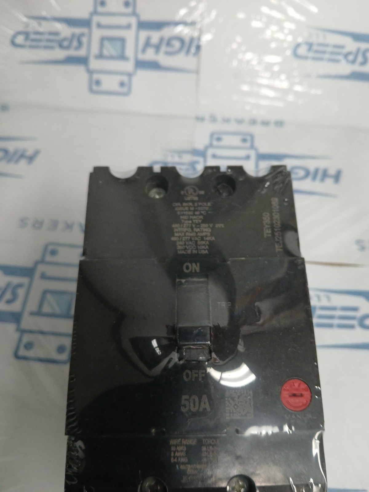 GE NEW TEY350 3 POLE 50A 480/277V BOLT ON MOLDED CASE CIRCUIT BREAKER