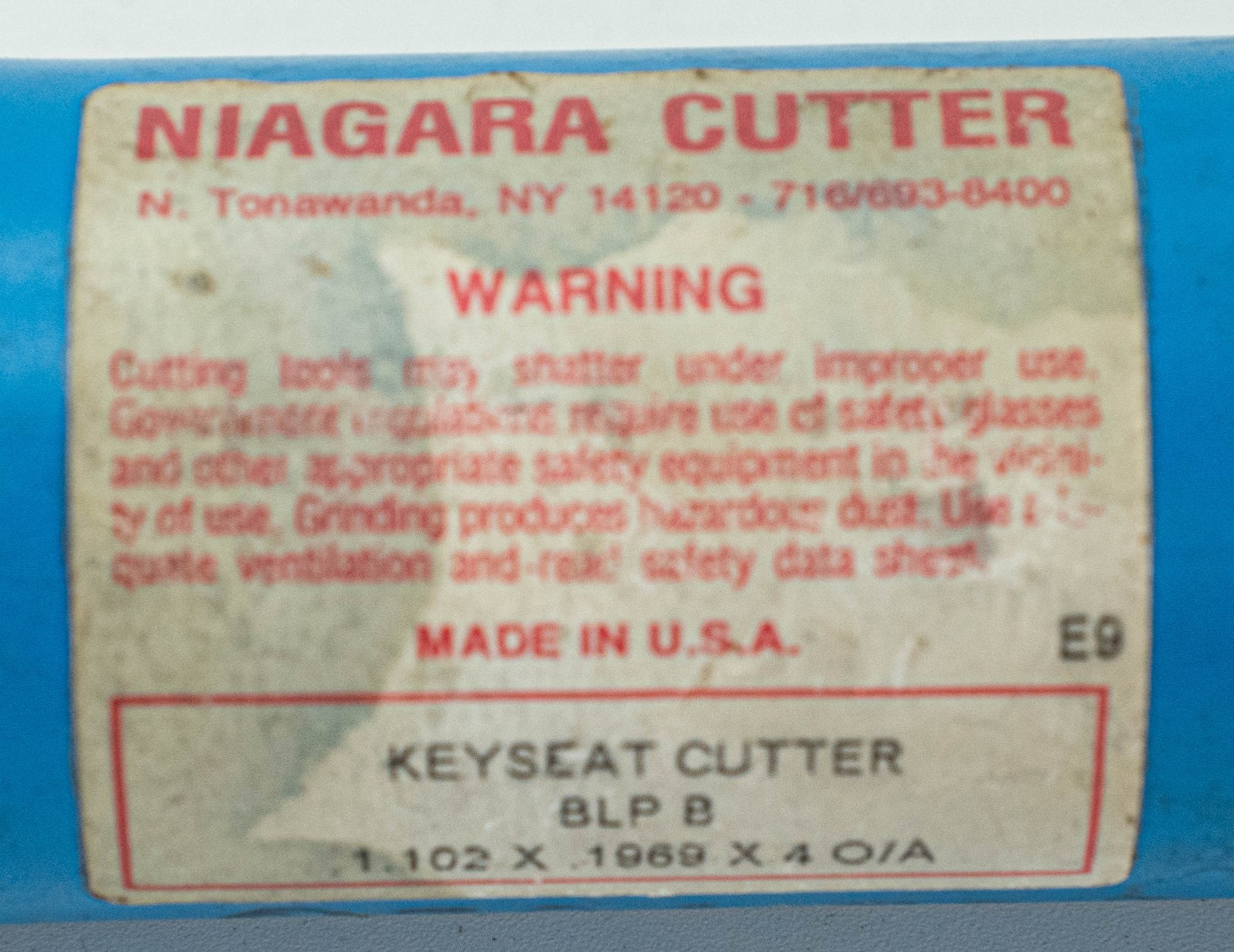 Niagara Cutter Keyseat Cutter BLP B 1.102 x .1969 x 4 O/A