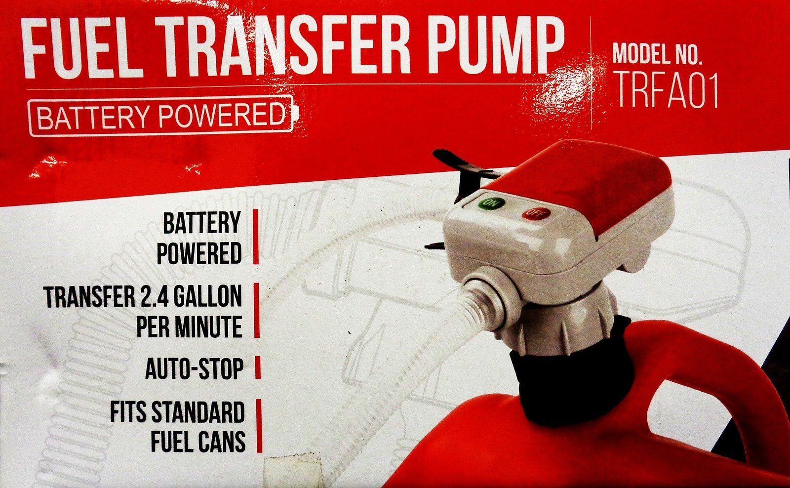 TeraPump TRFA01 Battery Powered Fuel Transfer Pump 2.4GPM Auto-Stop