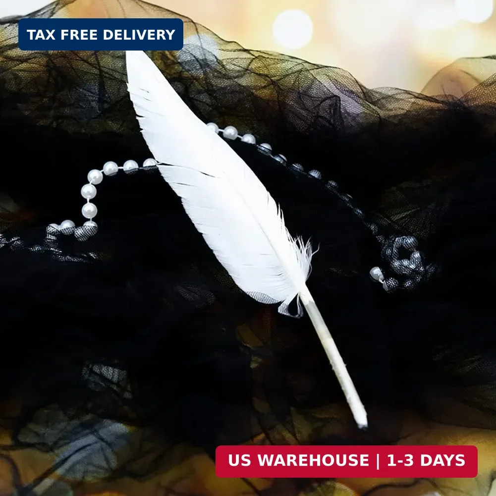 6 Pcs White Feather Quill Pens Vintage Feather Signing Pen Wedding Fancy Signatu