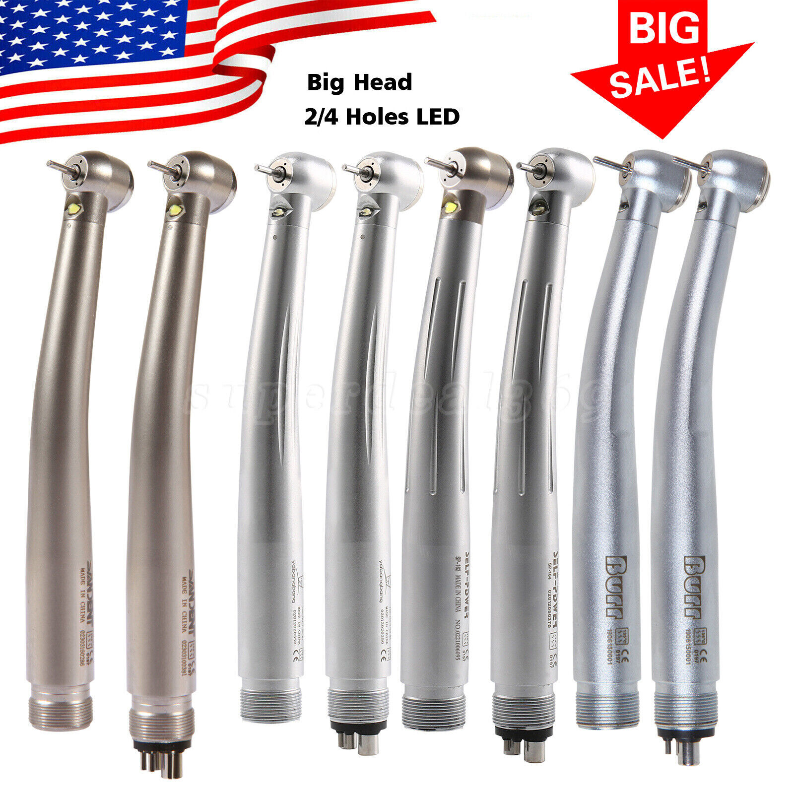 Dental High Speed Handpiece LED Type Turbine 2/4 Holes E-generator Triple Spray
