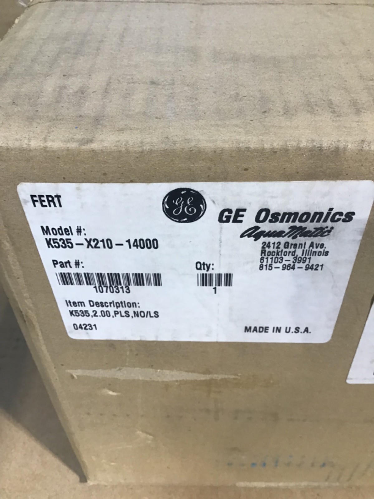 AQUAMATIC K535-X210-14000 Y PATTERN DIAPHRAGM CONTROL VALVE, 2″ NO. NEW IN BOX