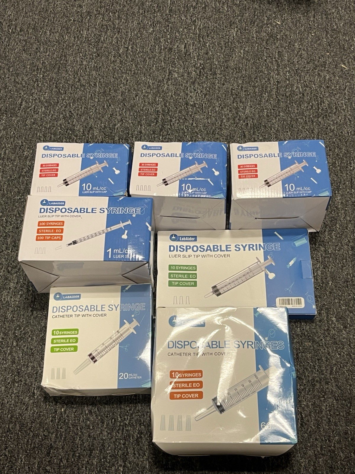Lot Of 7 Boxes Labaider Disposable Syringe Catheter Tip Luer Slip Tip NEW SEALED