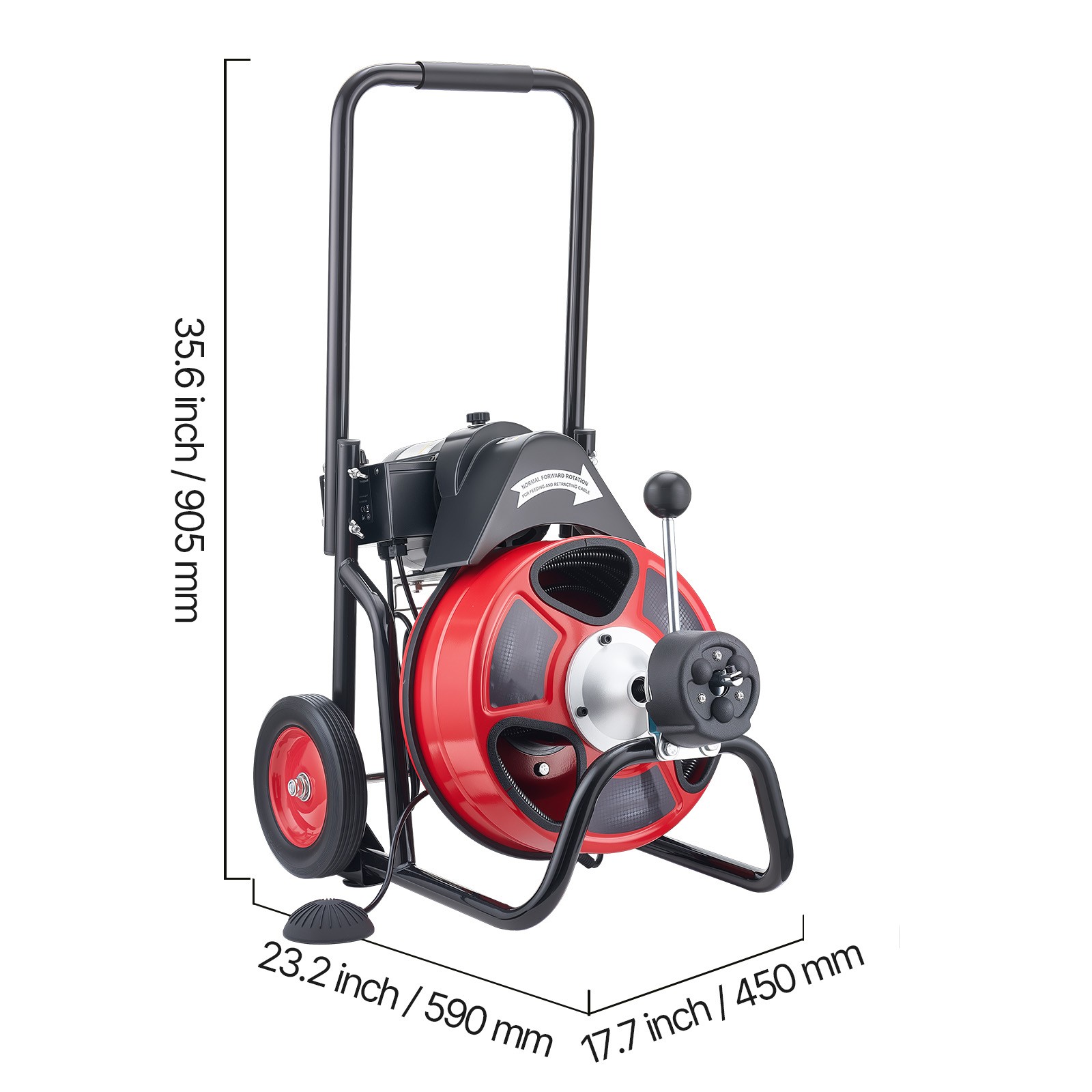 Uimoso Electric Drain Auger Machine with 75 FT x 1/2 In Cable and Auto Feed
