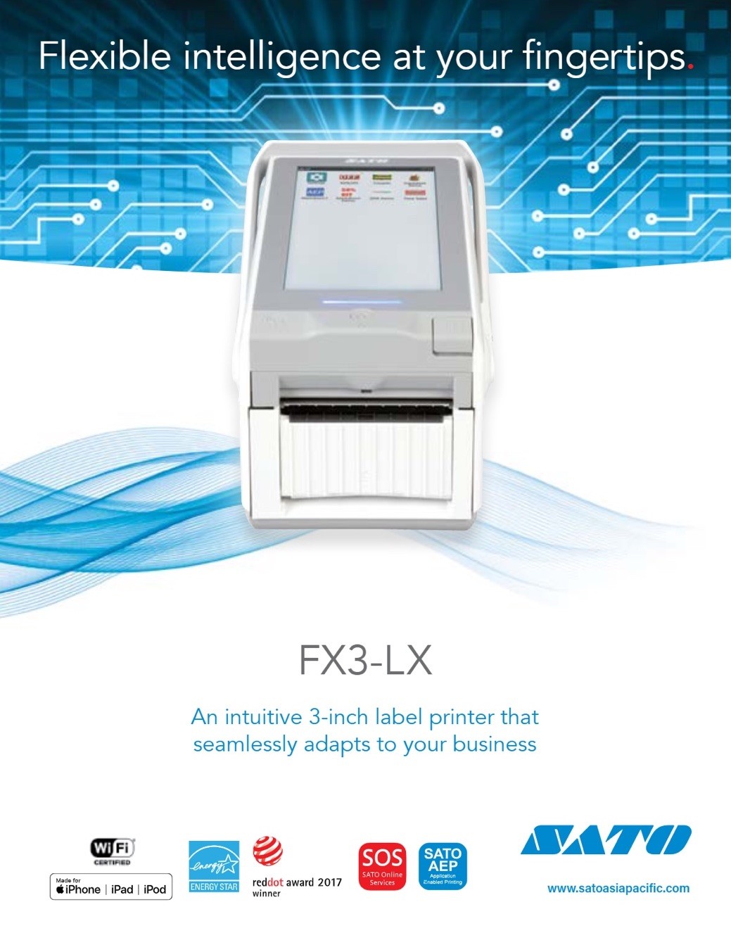 SATO FX3-LX Touchscreen Thermal Label Printer – USB Wi-Fi Bluetooth Ethernet