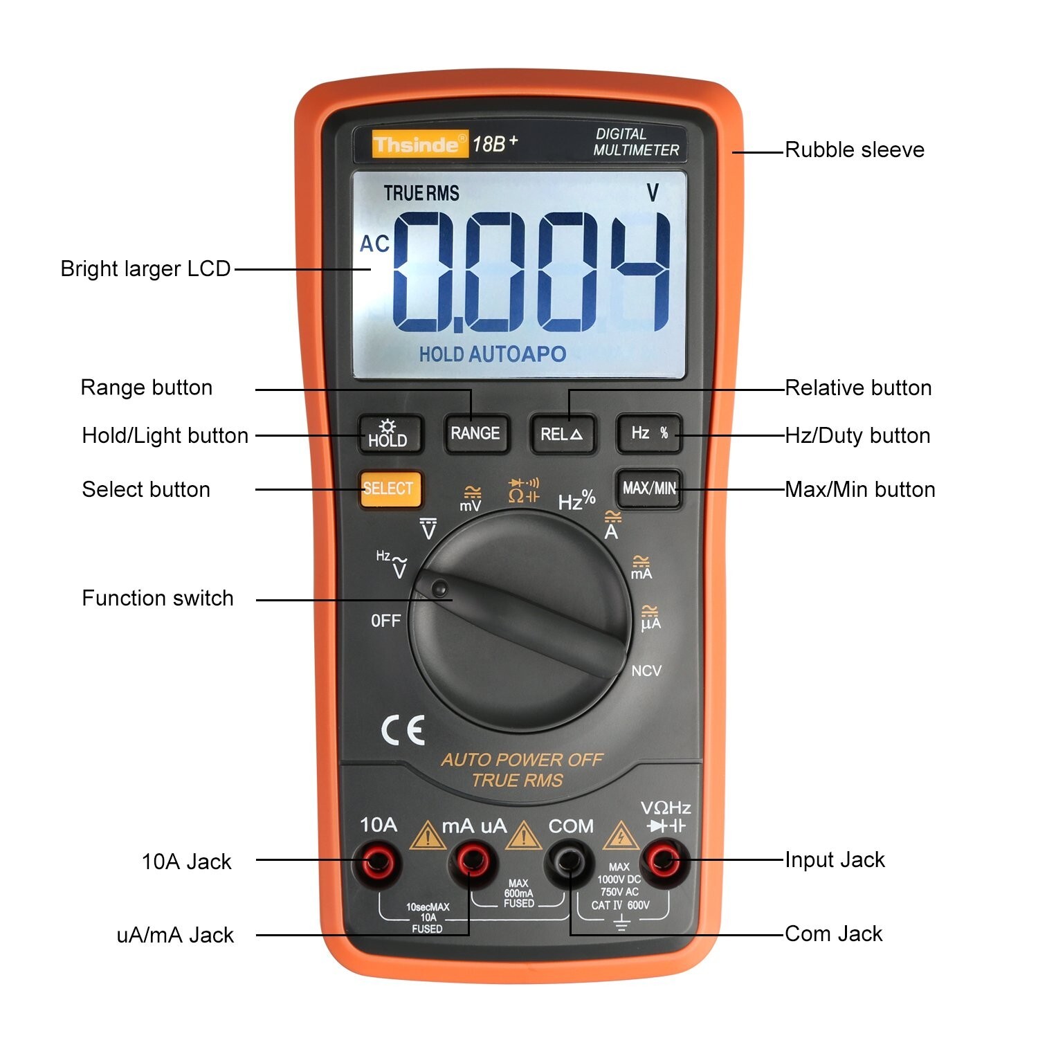 Auto Ranging Digital Multimeter – TRMS 6000 with Voltage Alert & Test Leads
