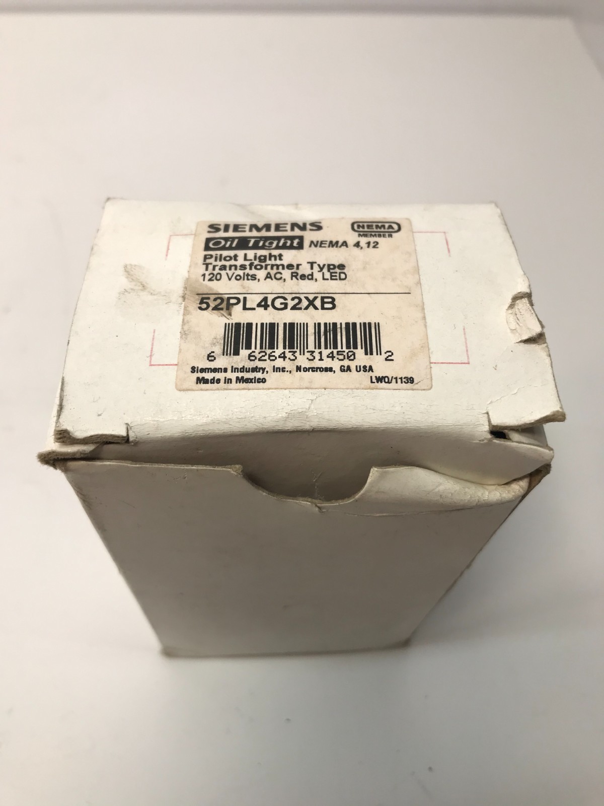 Siemens 52PL4G2XB Pilot Light Transformer Type 120 Volts, AC, Red, LED