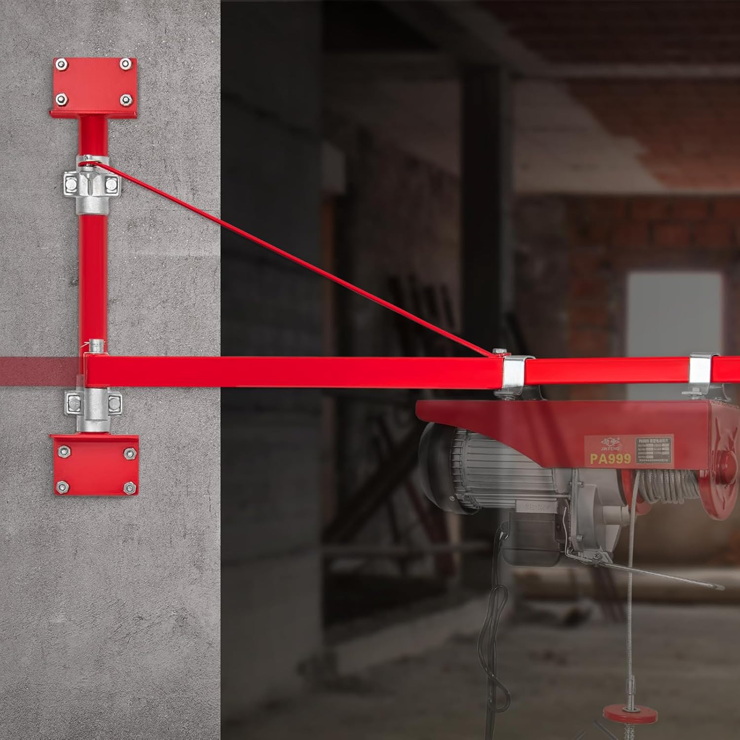 Heavy-Duty Wall Mount Jib Crane – 1320 Lbs Electric Hoist with 180° Swivel Arm